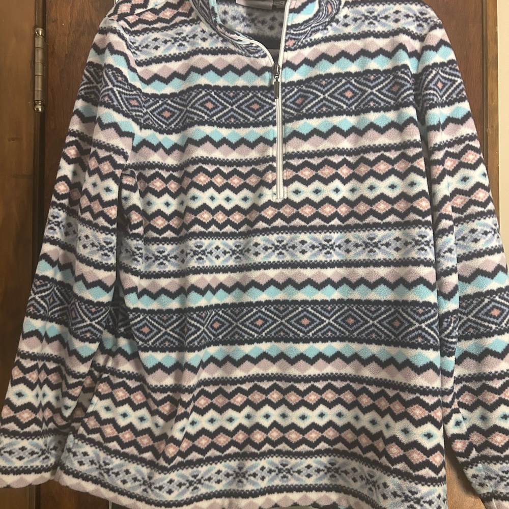 Patterned Half-Zip Fleece Pullover - image 1